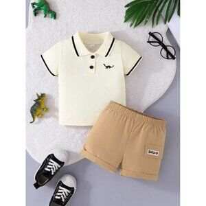 Boy's Warm Weather Matching Dinosaur Short Set 2 Piece 18-24 Mo. New